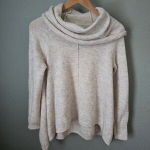 Yet Again Cowl Neck Knit Sweater Pullover Beige Alpaca Blend Size M